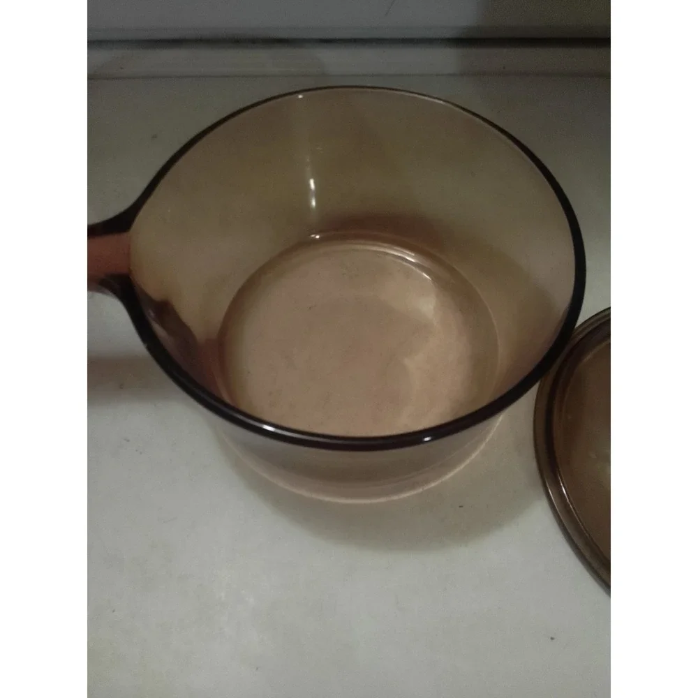 Vintage Visions Corning Ware Amber Glass   U S.A 1.5 L Saucepan With Lid.
